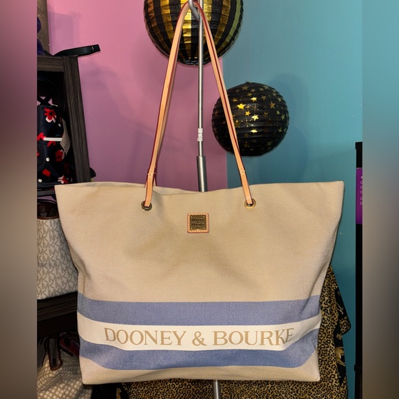 Dooney & Bourke Tan and Blue X Large Women's Tote Bag - Picture 1 of 14
